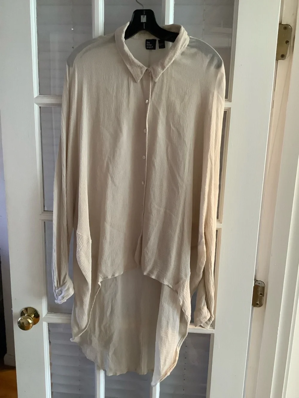 The Fisher Project Cream Button-Front High-Low Blouse. - Picture 1 of 5